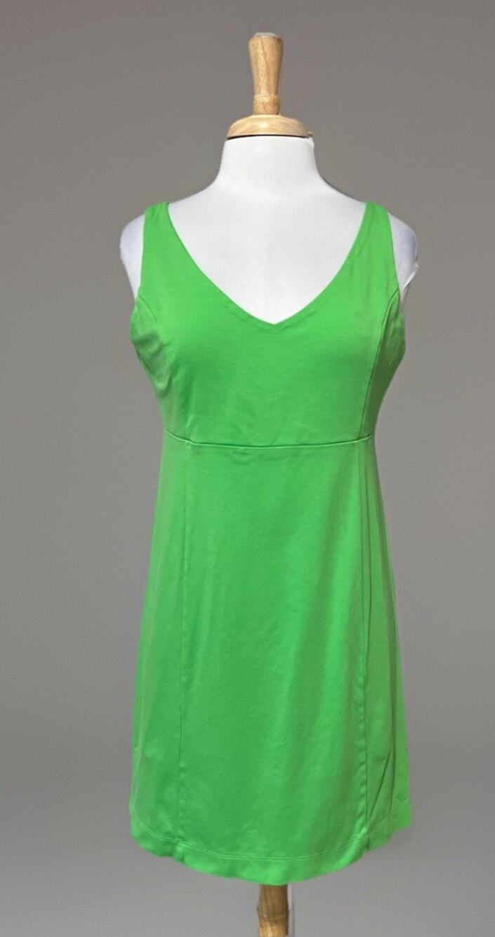 New York Co Womens L Kelly Green Dress Sleeveless Cotton Ponte Knit Sheath